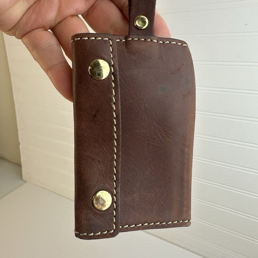 Hartmann Brown Leather Luggage Suitcase ID Tag Double Snap Closure - Picture 4 of 9